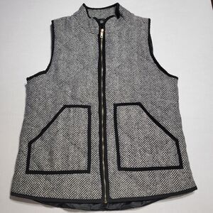 Merokeety Full Zip "Puffy" Quilt Style Vest B&W w/ Pockets - Size Medium